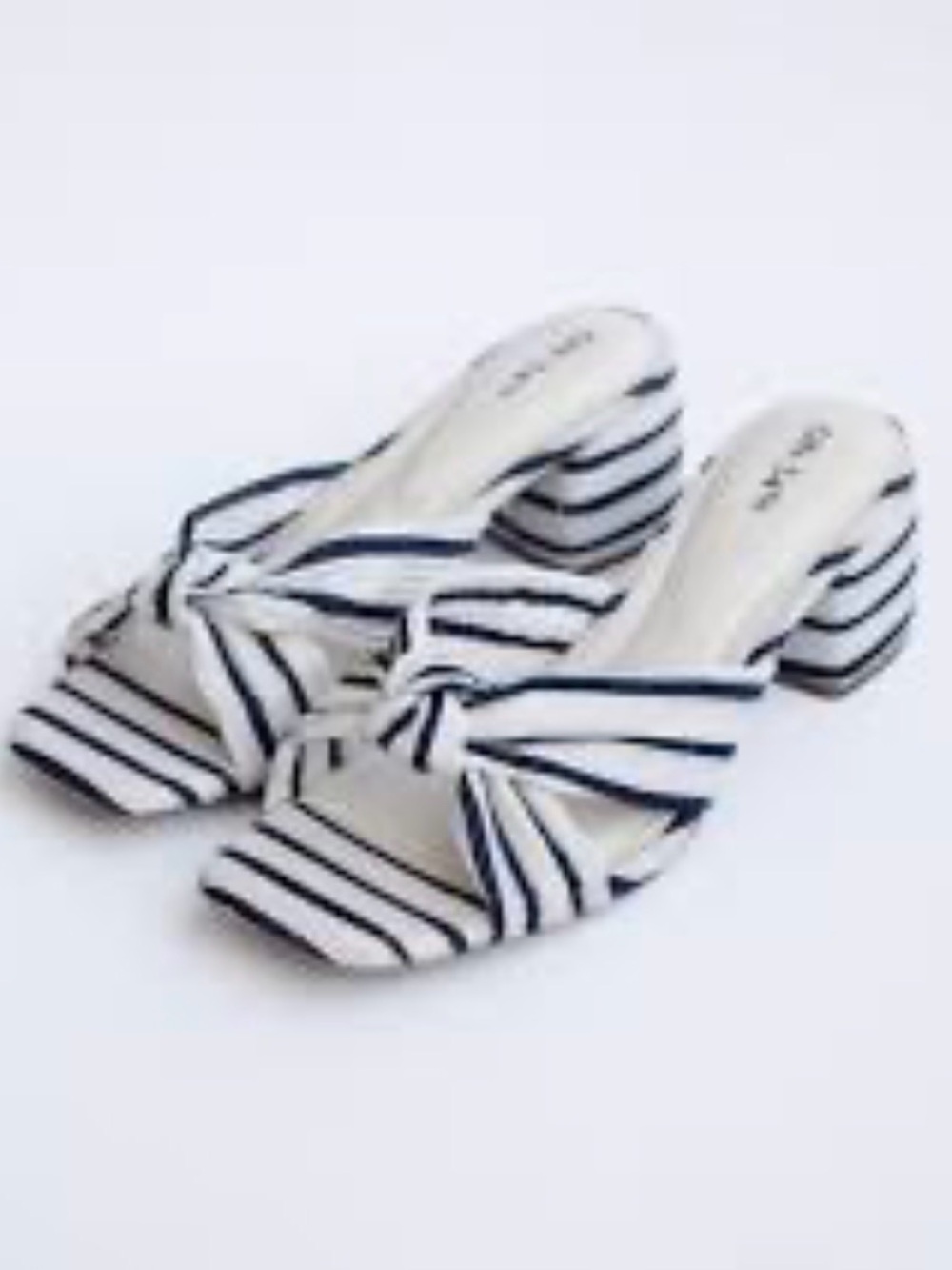 On 34th Women's Navy & White Striped Knot-Front Slide Sandals - Picture 2 of 6
